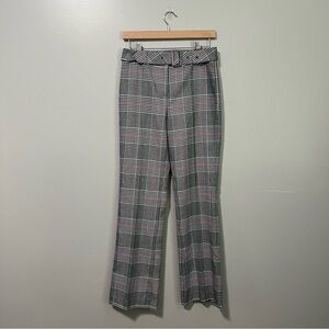 Le Chateau Mid Rise Plaid Flared Bottom Pants